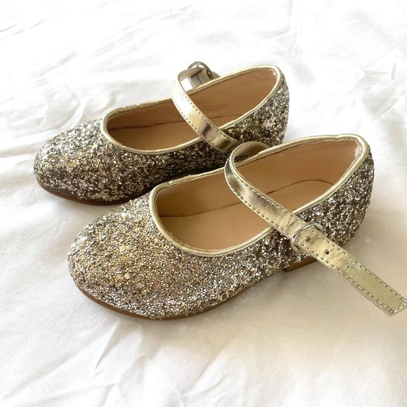 BARDOT JUNIOR girls size 8 kids gold glitter/sparkle party dress shoes ♡ - Picture 2 of 8